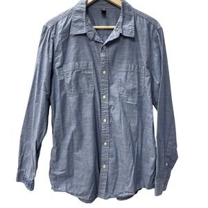 Men's Sz Large Long Sleeve Button Up Le-Vel Branded Cuff Chambray District Made